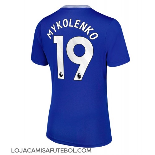 Camisa de Futebol Everton Vitaliy Mykolenko #19 Equipamento Principal Mulheres 2024-25 Manga Curta